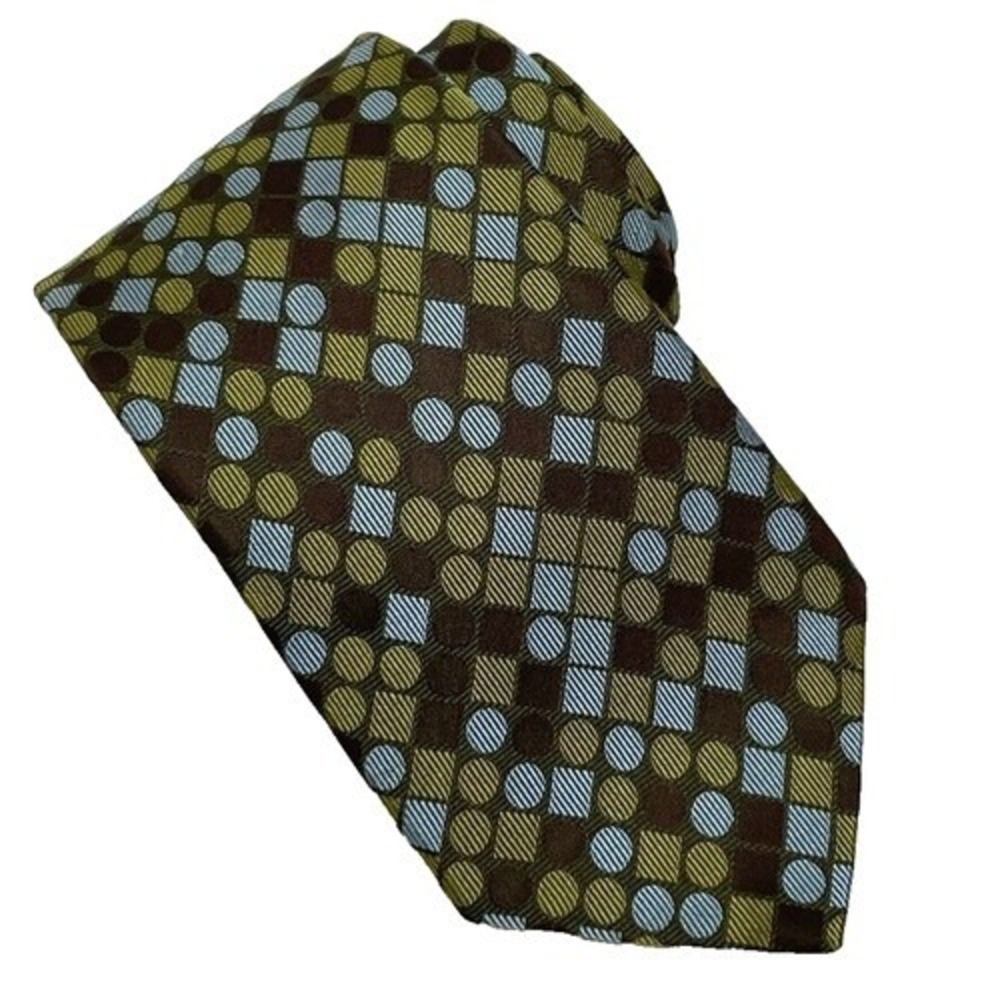 Ted Baker Necktie Mens Brown Geometric Silk Modern Professional Floral Formal
